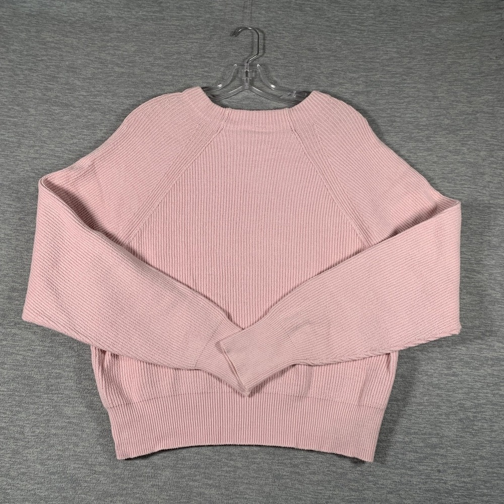 Free People Sweater Womens Medium Pink Ribbed Knit Raglan Crewneck Pullover - Picture 10 of 11